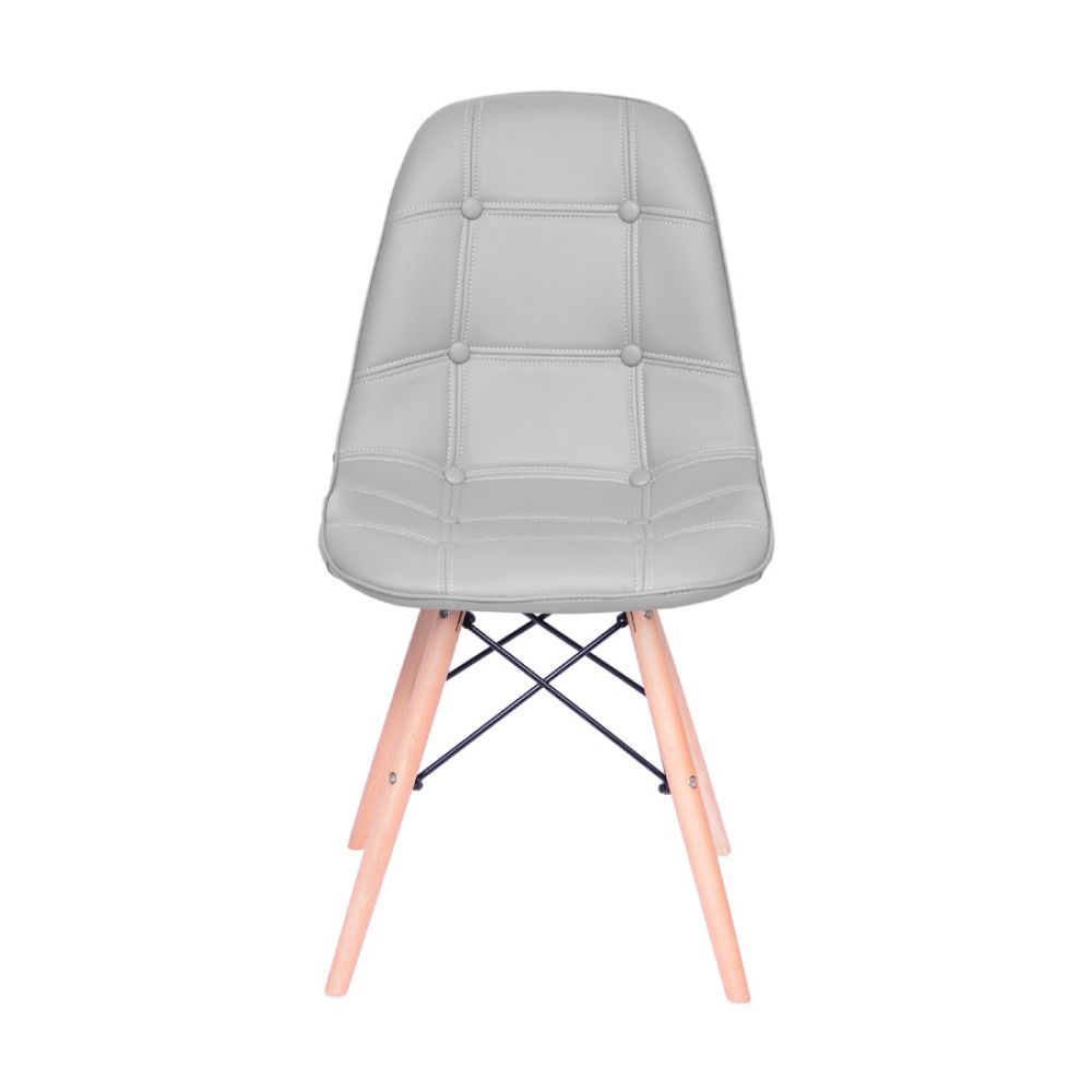 Cadeira Eames Botone Eifeel Sala De Jantar Base Madeira Cor Cinza