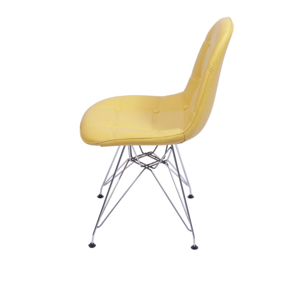 Cadeira Eames Botone Eifeel Sala De Estar Base Cromada Cor Amarela