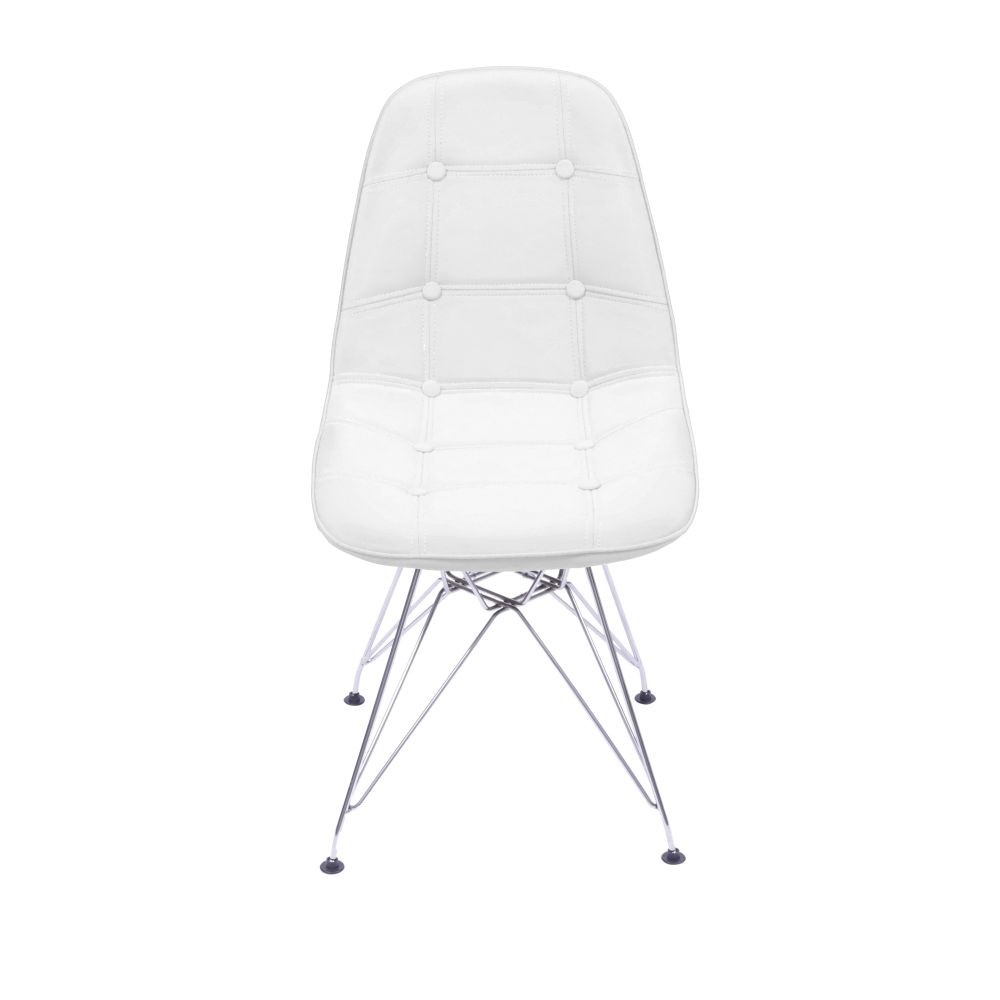 Cadeira Eames Botone Eifeel Sala De Estar Base Cromada Cor Branca