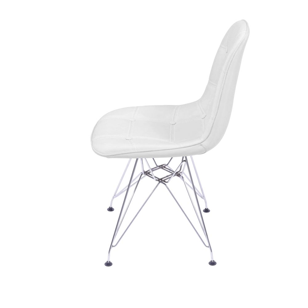 Cadeira Eames Botone Eifeel Sala De Estar Base Cromada Cor Branca