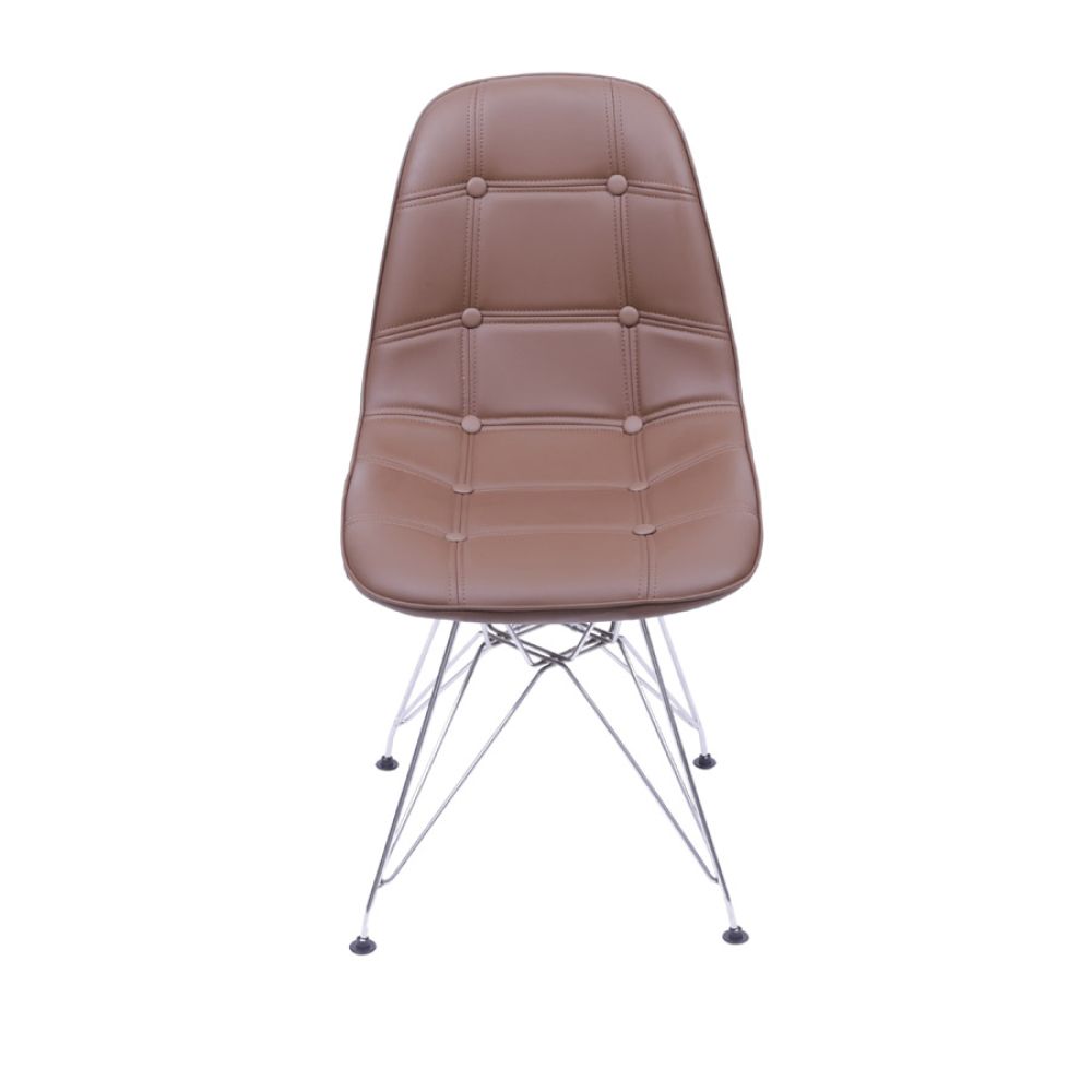 Cadeira Eames Botone Eifeel Sala De Estar Base Cromada Cor Café