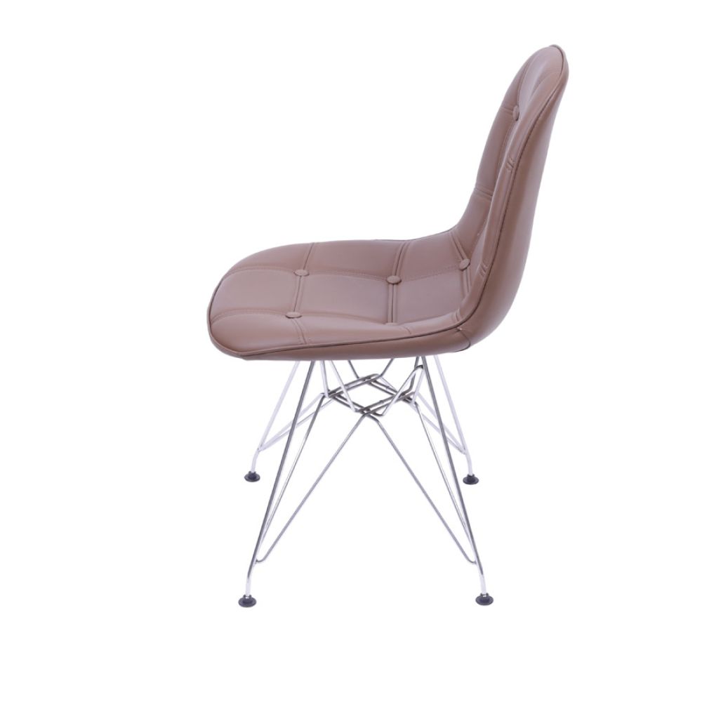 Cadeira Eames Botone Eifeel Sala De Estar Base Cromada Cor Café