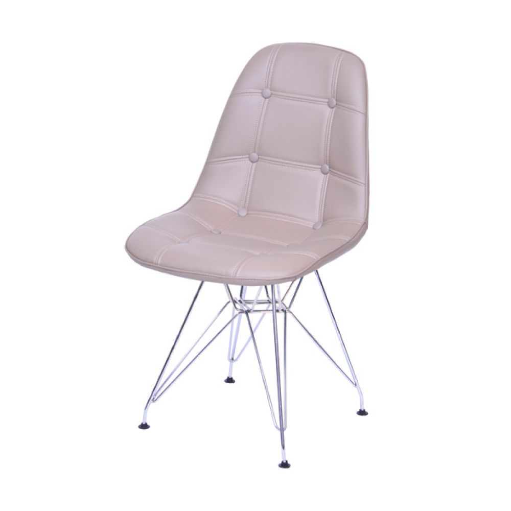 Cadeira Eames Botone Eifeel Sala De Estar Base Cromada Cor Fendi