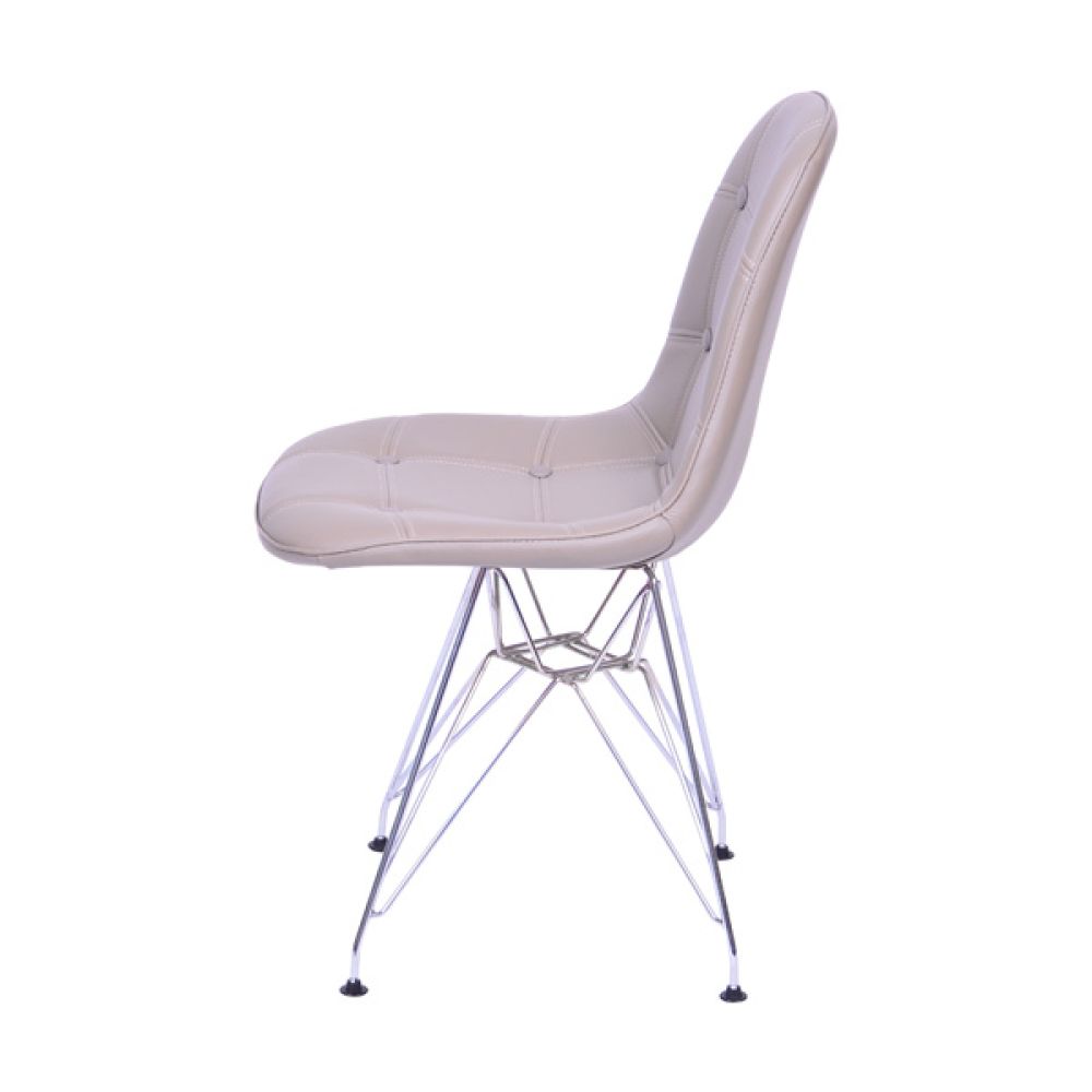 Cadeira Eames Botone Eifeel Sala De Estar Base Cromada Cor Fendi