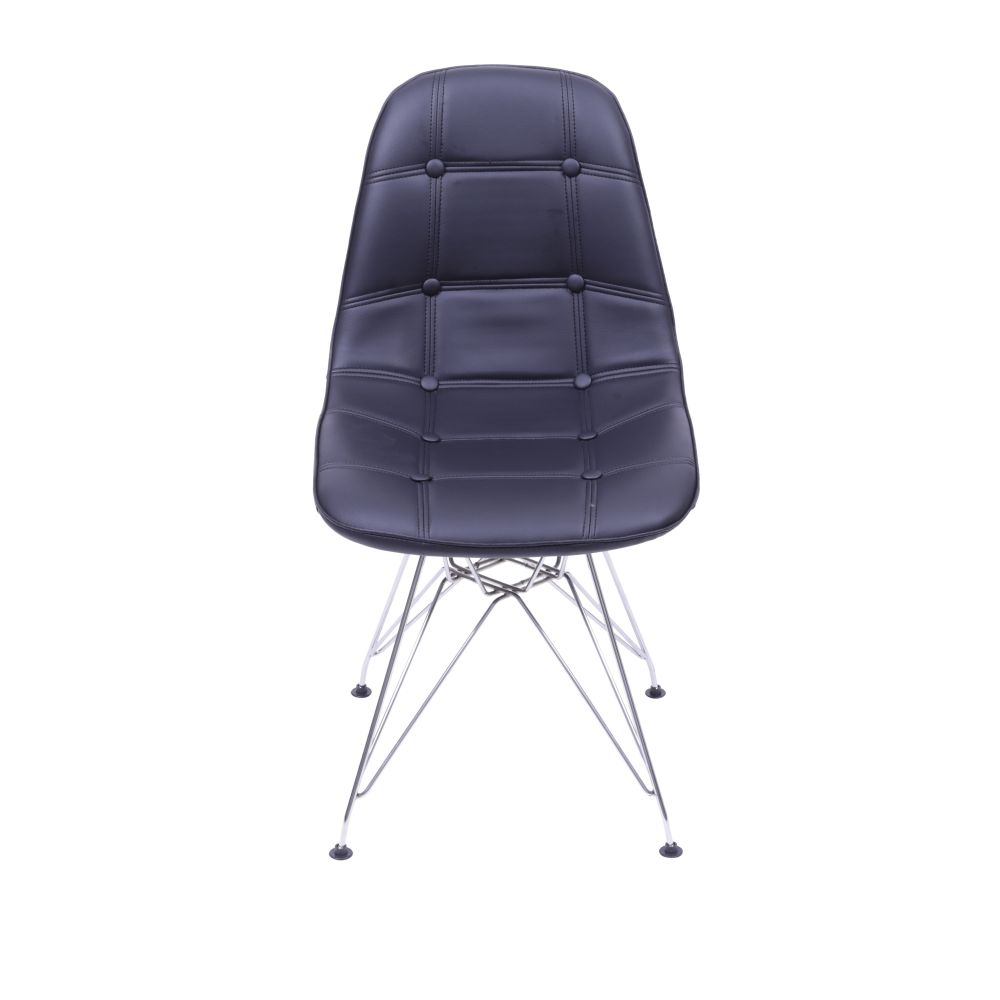 Cadeira Eames Botone Eifeel Sala De Estar Base Cromada Cor Preta