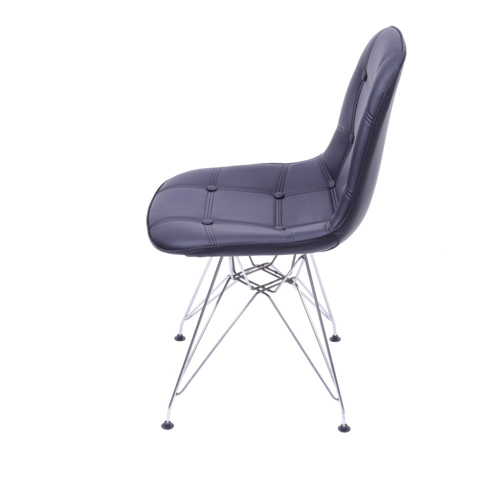 Cadeira Eames Botone Eifeel Sala De Estar Base Cromada Cor Preta