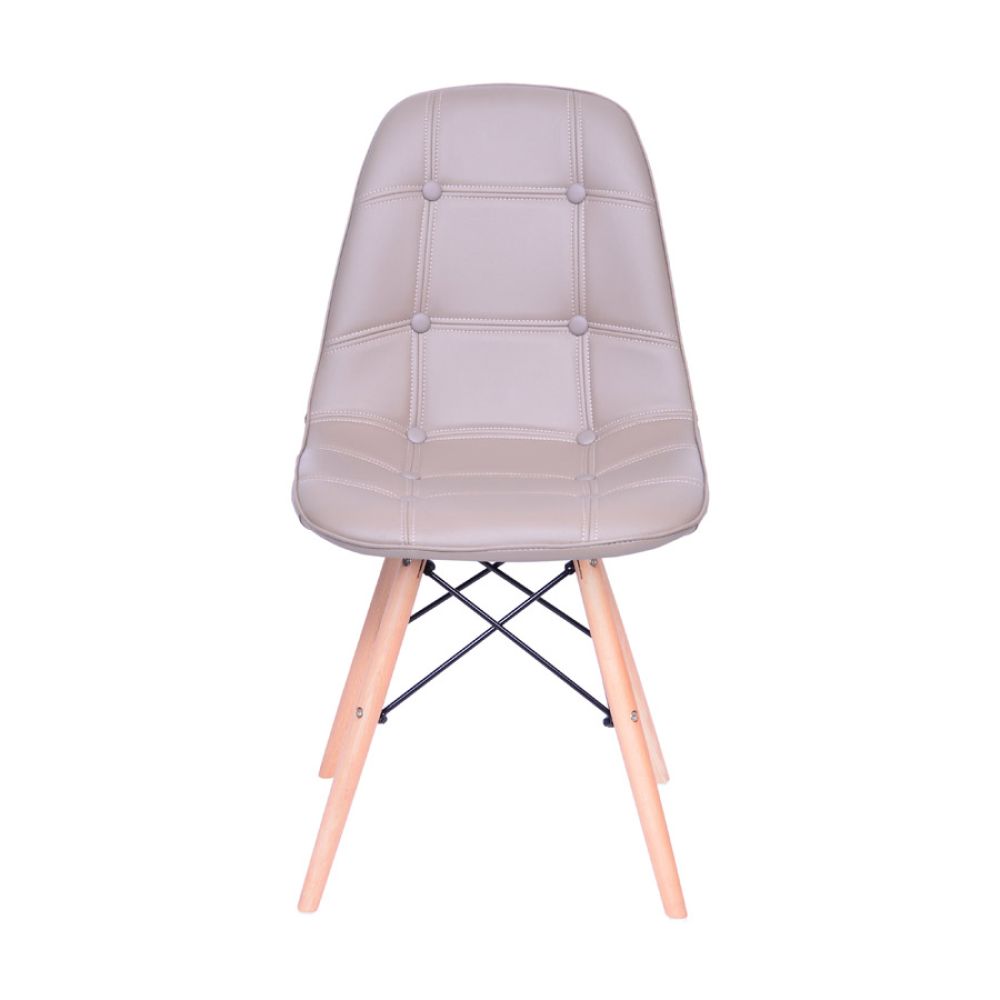 Cadeira Eames Botone Eifeel Sala De Jantar Base Madeira Cor Fendi