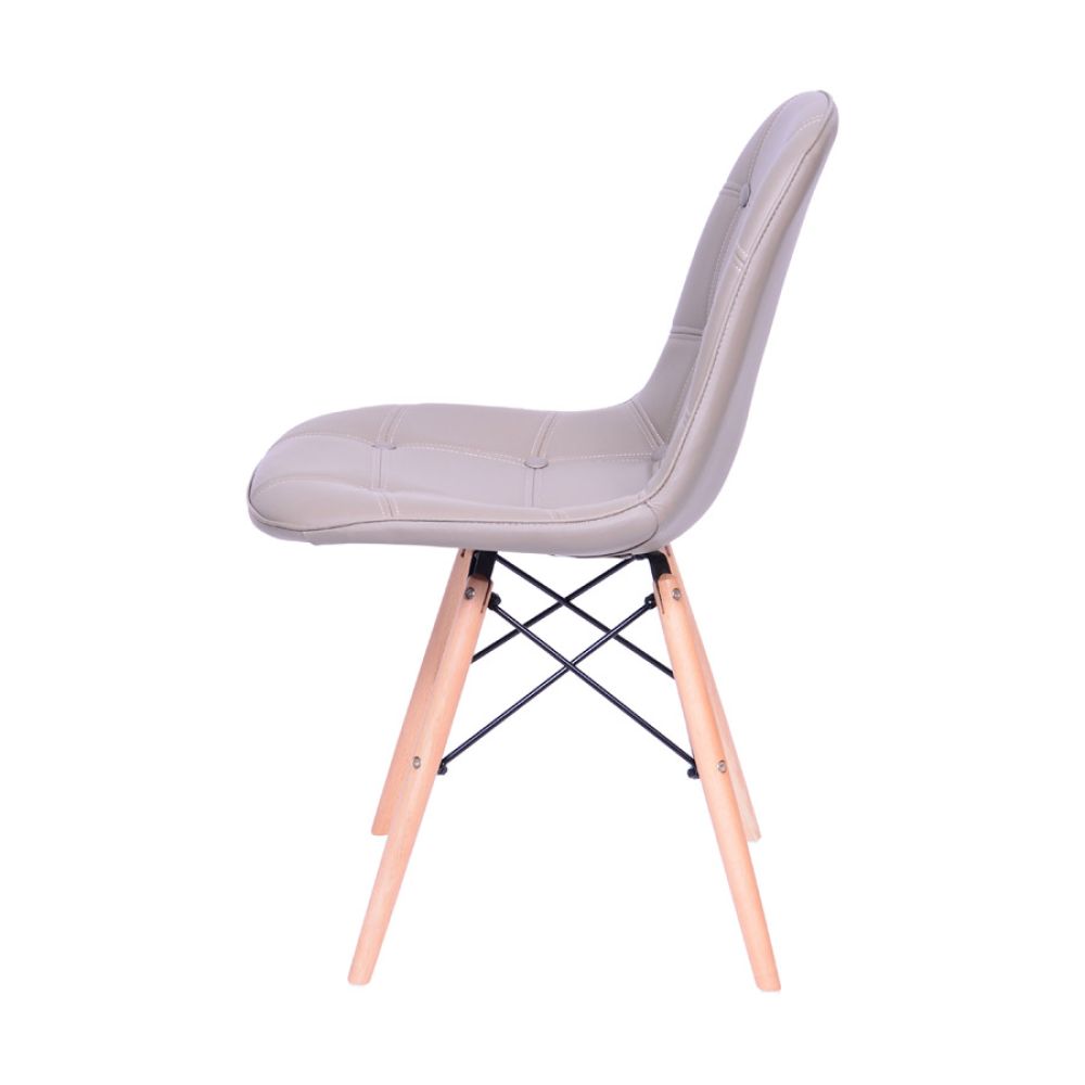 Cadeira Eames Botone Eifeel Sala De Jantar Base Madeira Cor Fendi