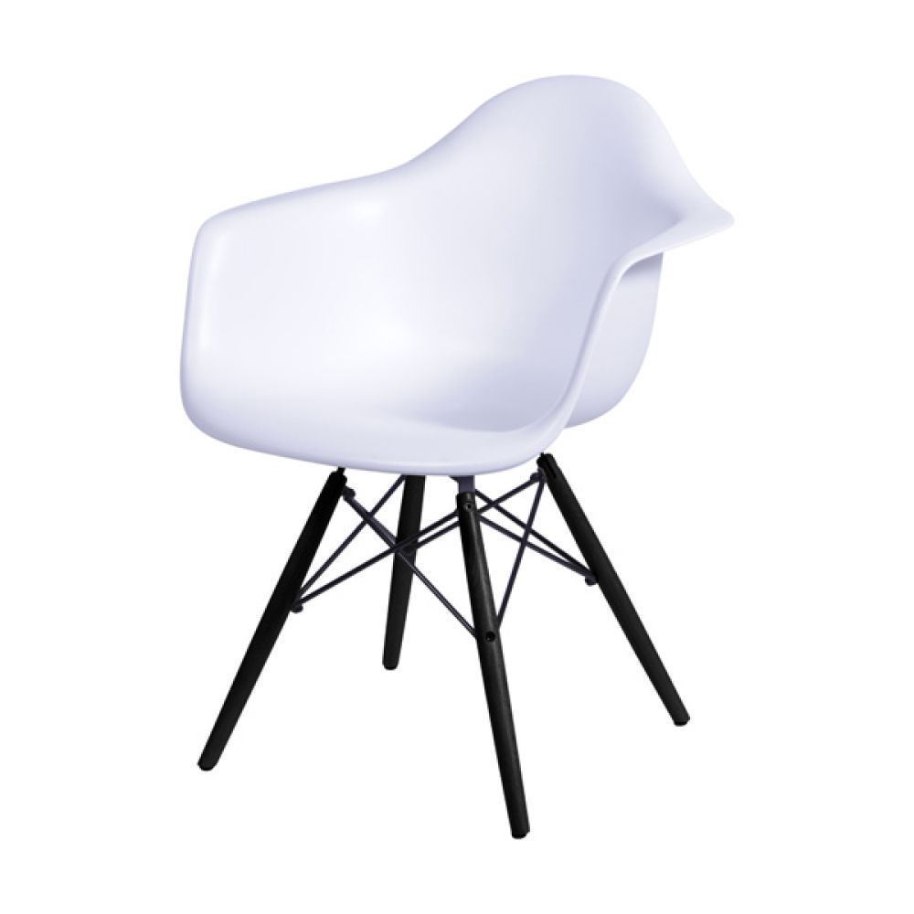 Cadeira Eames Com Braço Base Preta Cor Branca