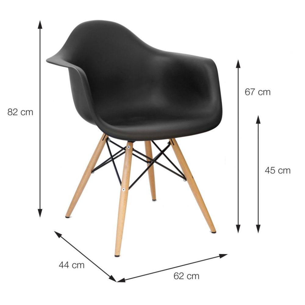 Cadeira Eames Dkr Sala Jantar Base Madeira Com Braço Cor Branca