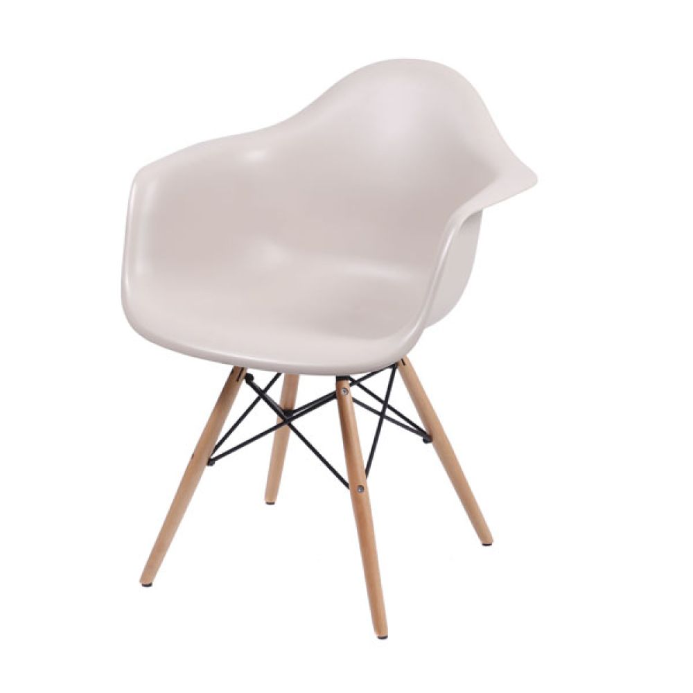 Cadeira Eames Dkr Sala Jantar Base Madeira Com Braço