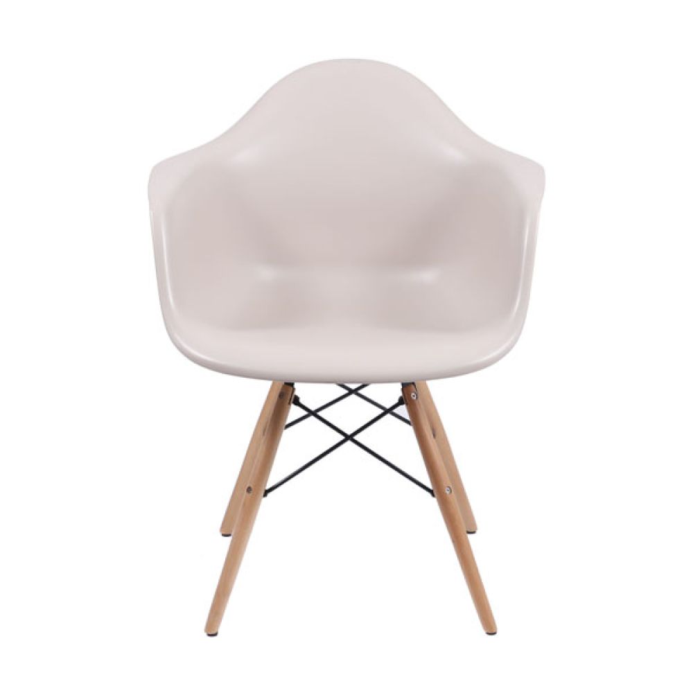 Cadeira Eames Dkr Sala Jantar Base Madeira Com Braço Cor Fendi