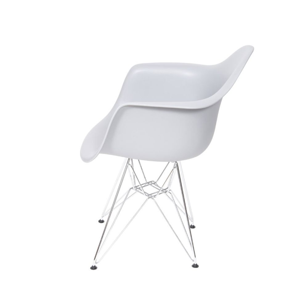 Cadeira Eames Dkr Sala Jantar Base Cromada Com Braço Cor Branca