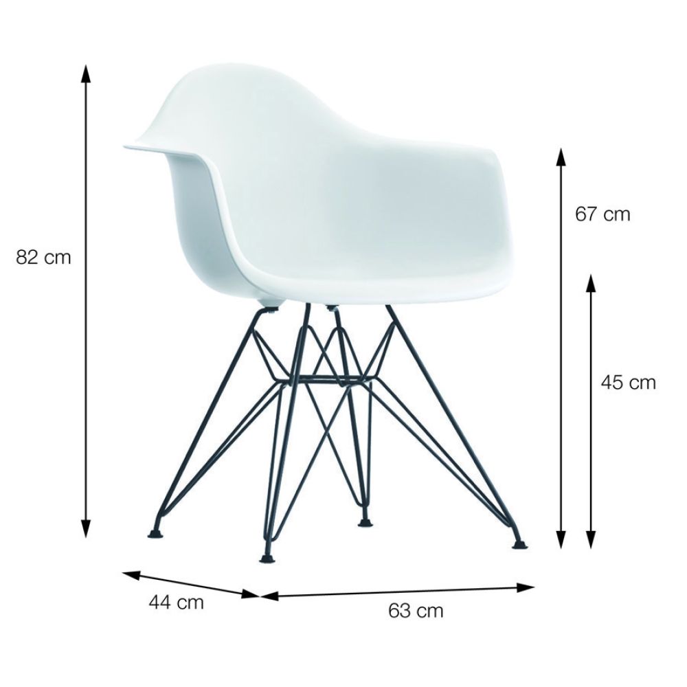 Cadeira Eames Dkr Sala Jantar Base Cromada Com Braço Cor Branca