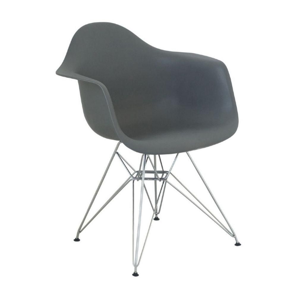 Cadeira Eames Dkr Sala Jantar Base Cromada Com Braço