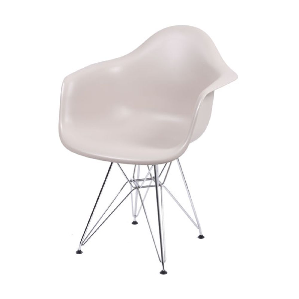 Cadeira Eames Dkr Sala Jantar Base Cromada Com Braço Cor Fendi