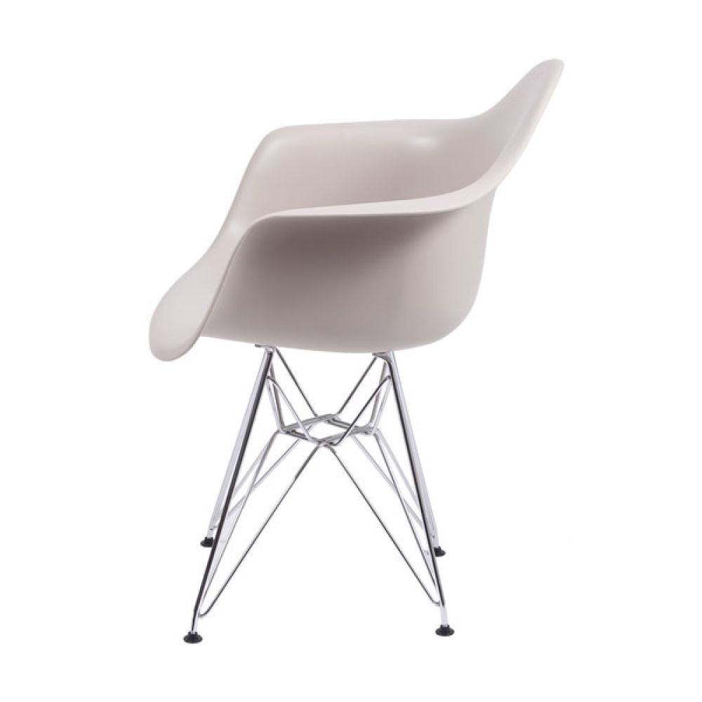 Cadeira Eames Dkr Sala Jantar Base Cromada Com Braço Cor Fendi