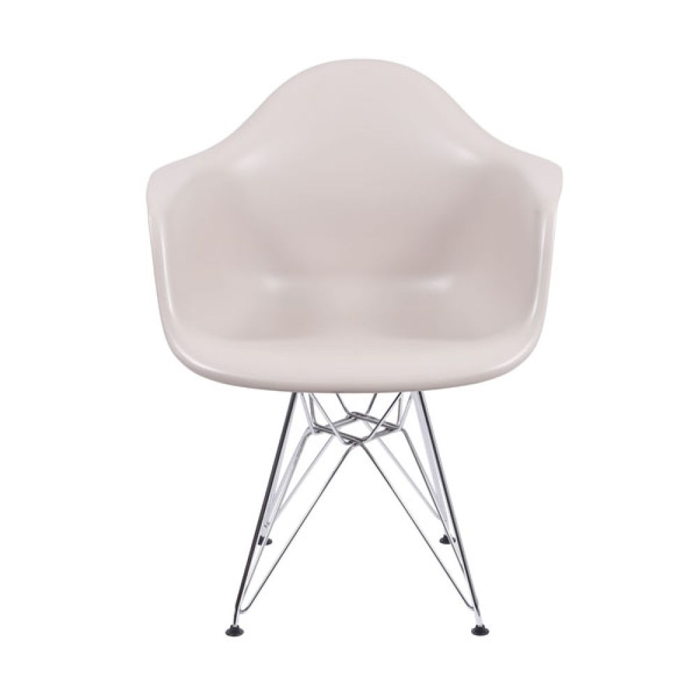 Cadeira Eames Dkr Sala Jantar Base Cromada Com Braço Cor Fendi