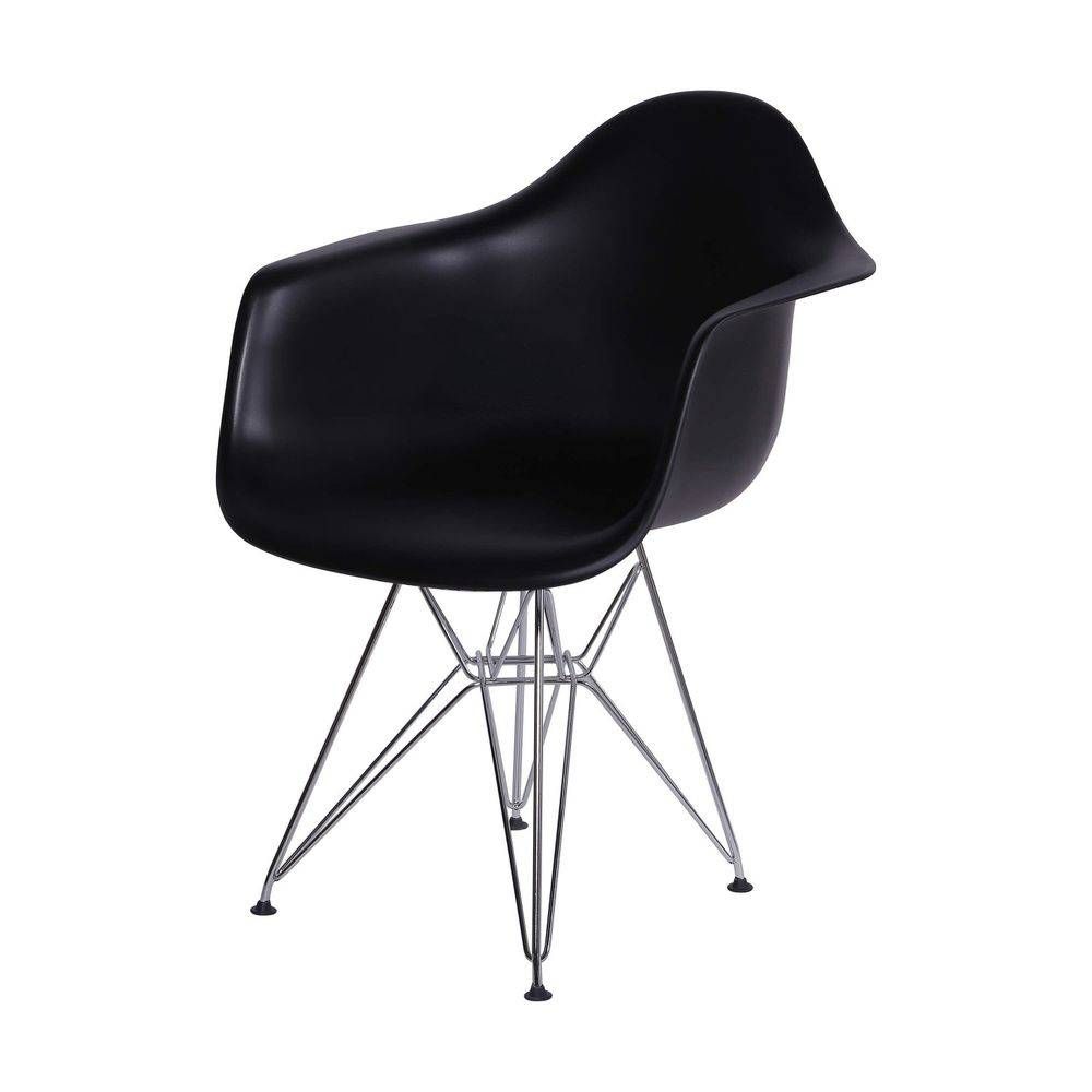 Cadeira Eames Dkr Sala Jantar Base Cromada Com Braço