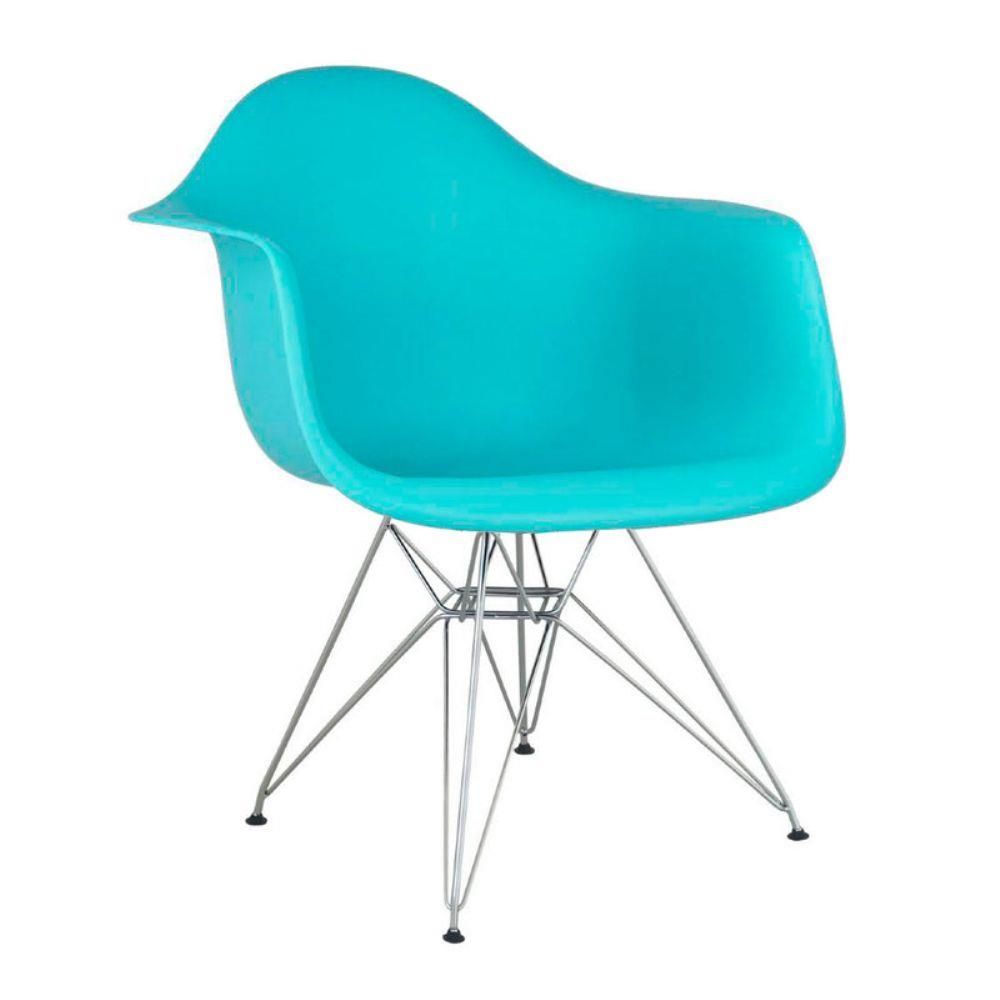 Cadeira Eames Dkr Sala Jantar Base Cromada Com Braço