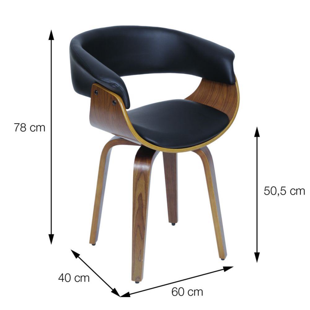 Cadeira Elba Sala Escritório Madeira Acolchoada Fixa Cor Preta