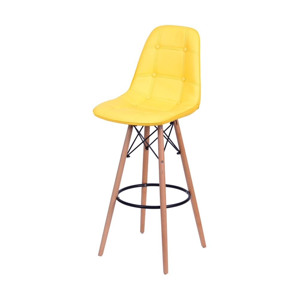 Banqueta Charles Eames Eifeel Botone Para Bar Cozinha Base Madeira