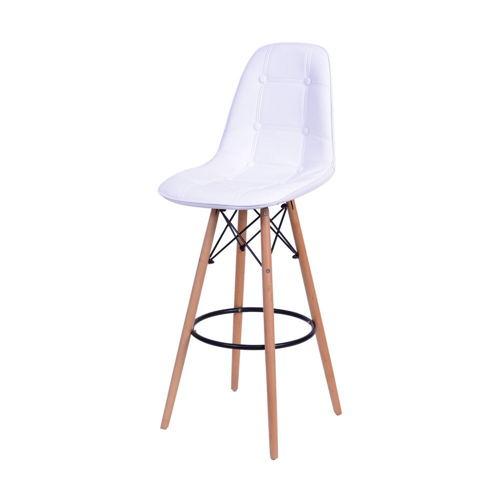 Banqueta Charles Eames Eifeel Botone Para Bar Cozinha Base Madeira