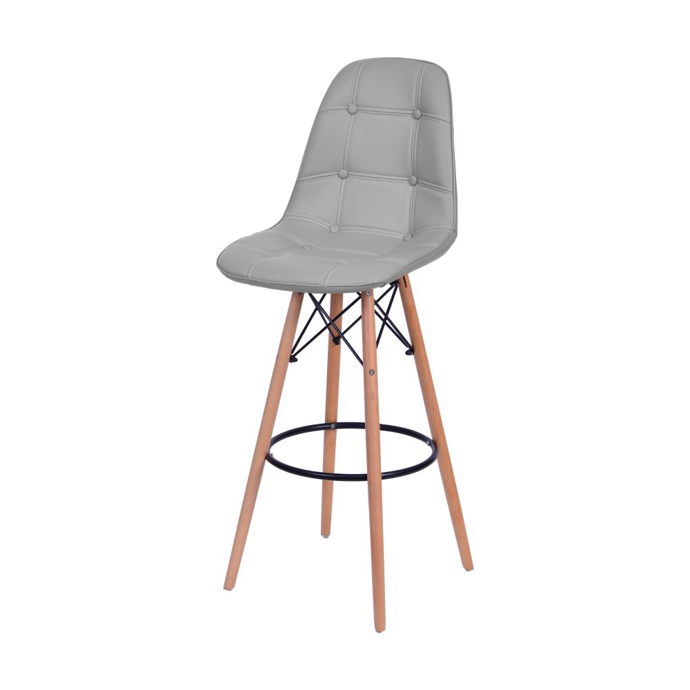 Banqueta Charles Eames Eifeel Botone Para Bar Cozinha Base Madeira