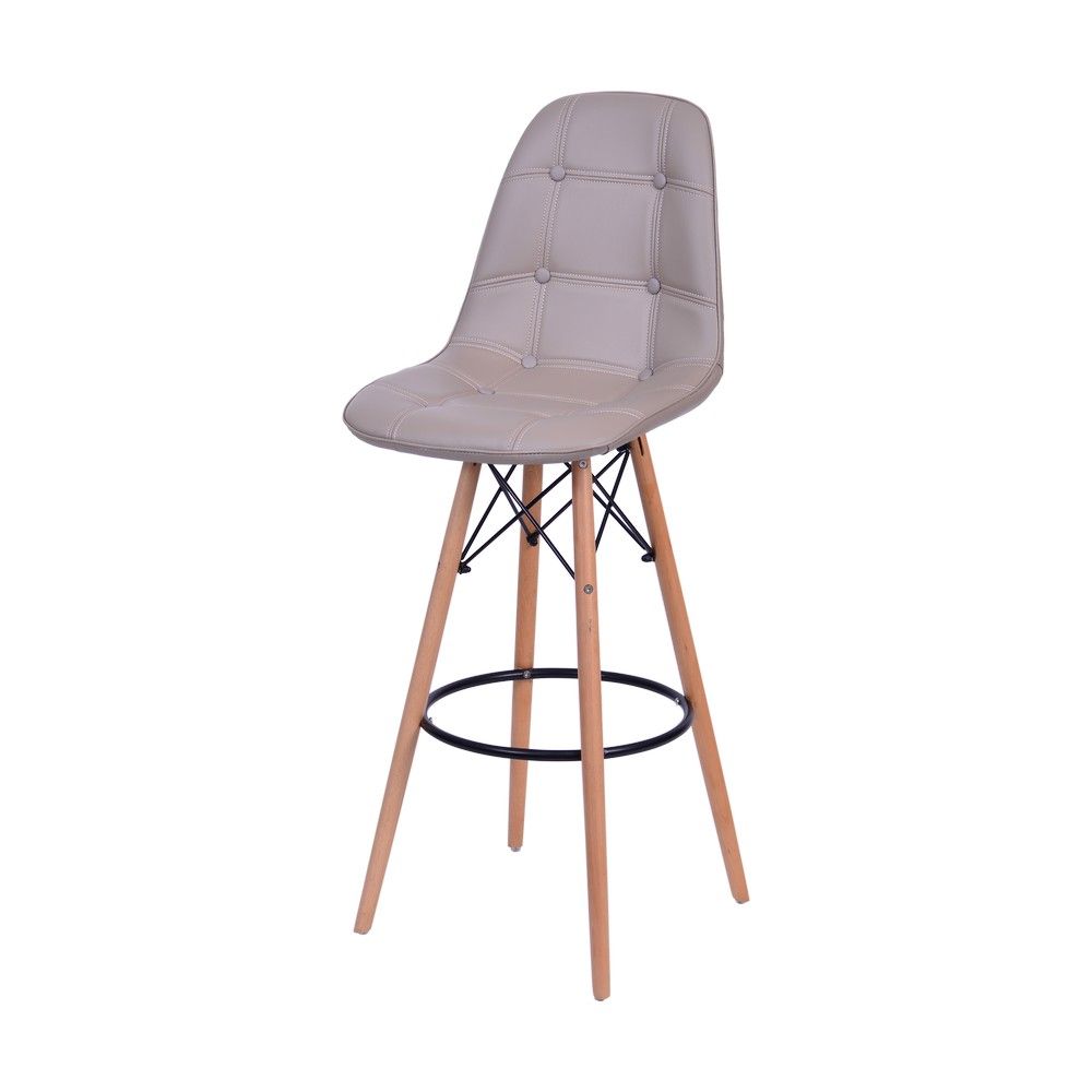 Banqueta Charles Eames Eifeel Botone Para Bar Cozinha Base Madeira Cor Fendi