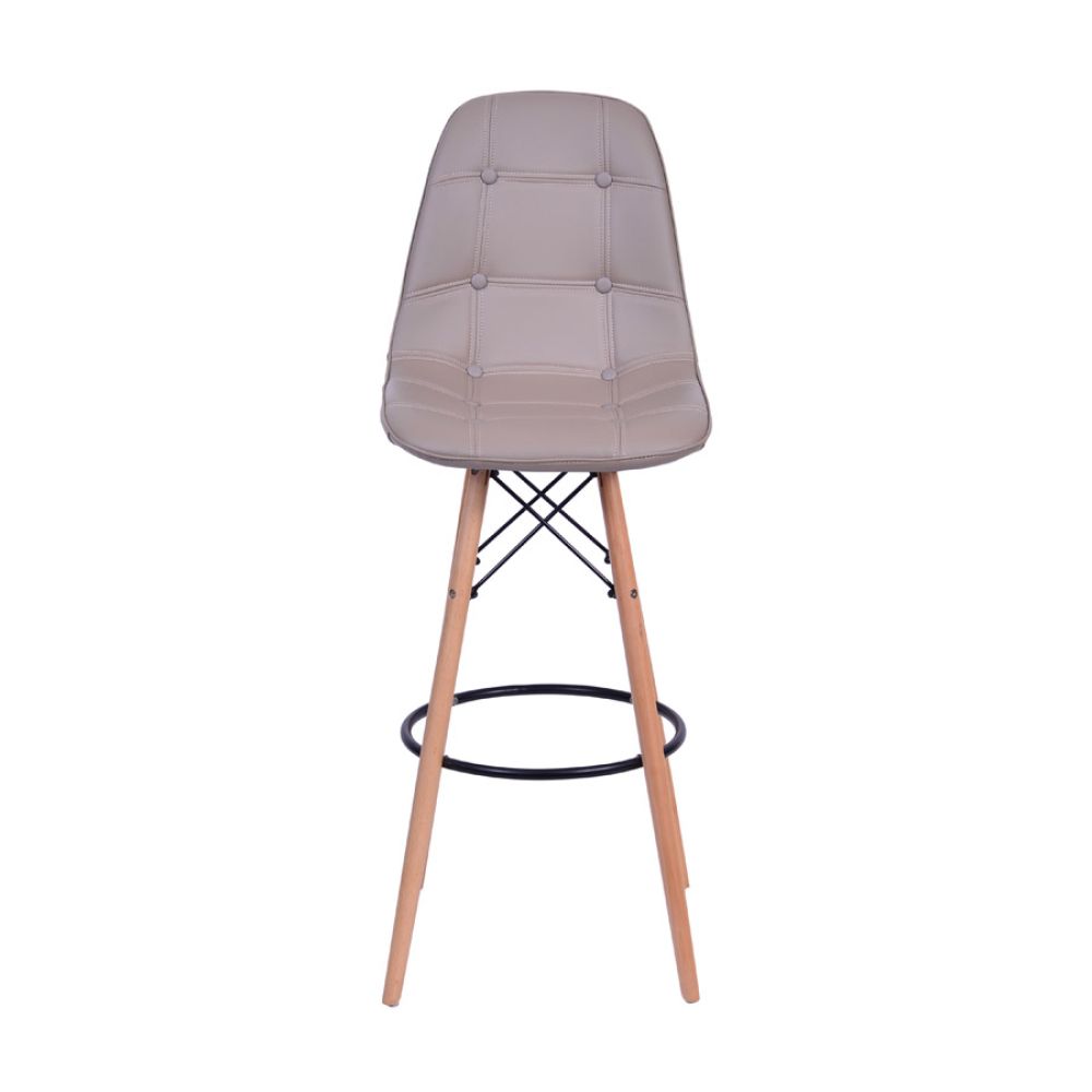 Banqueta Charles Eames Eifeel Botone Para Bar Cozinha Base Madeira Cor Fendi