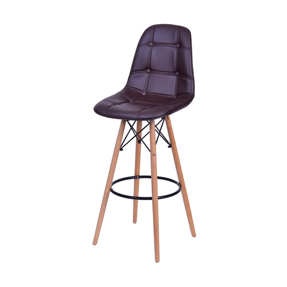 Banqueta Charles Eames Eifeel Botone Para Bar Cozinha Base Madeira Cor Café