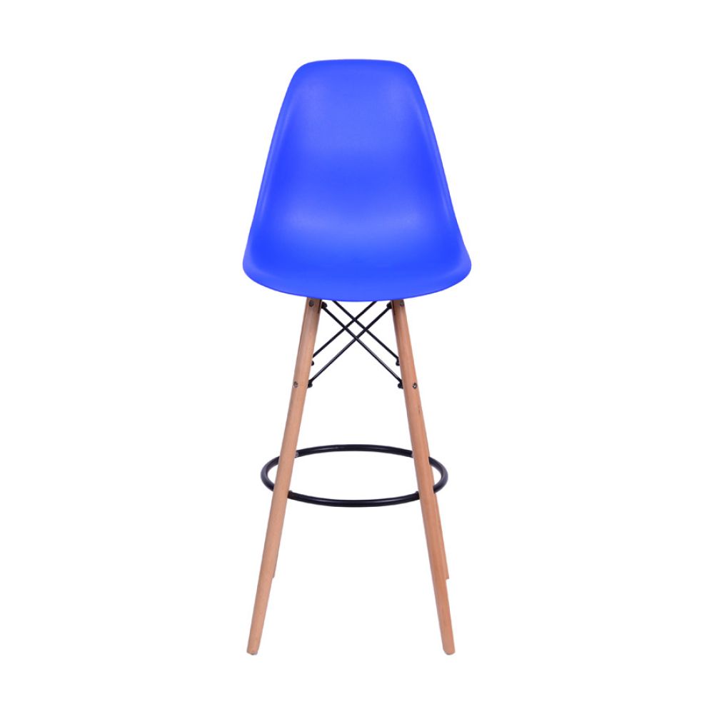 Banqueta Charles Eames Dkr Bar Cozinha Base Madeira Cor Azul Escuro