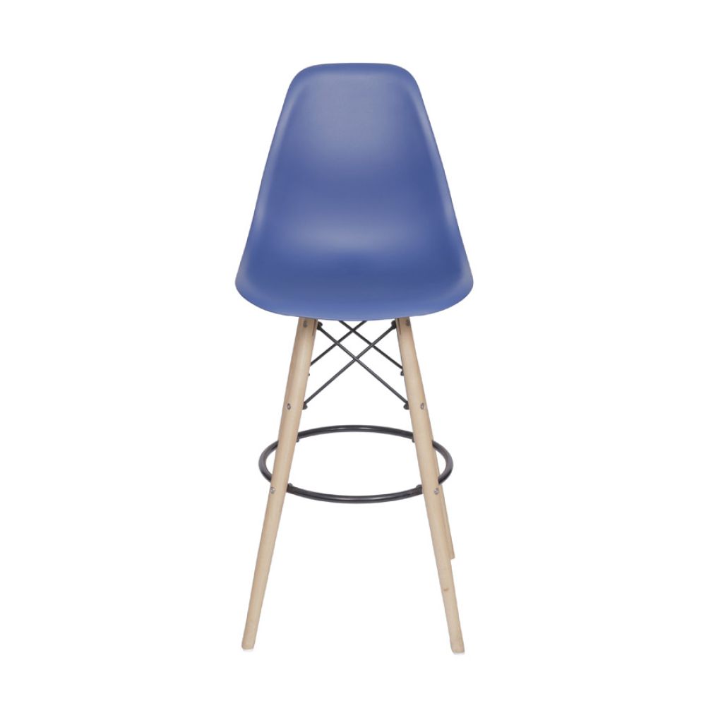 Banqueta Charles Eames Dkr Bar Cozinha Base Madeira Cor Azul Marinho