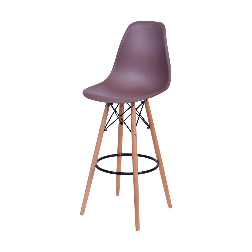 Banqueta Charles Eames Dkr Bar Cozinha Base Madeira Cor Café