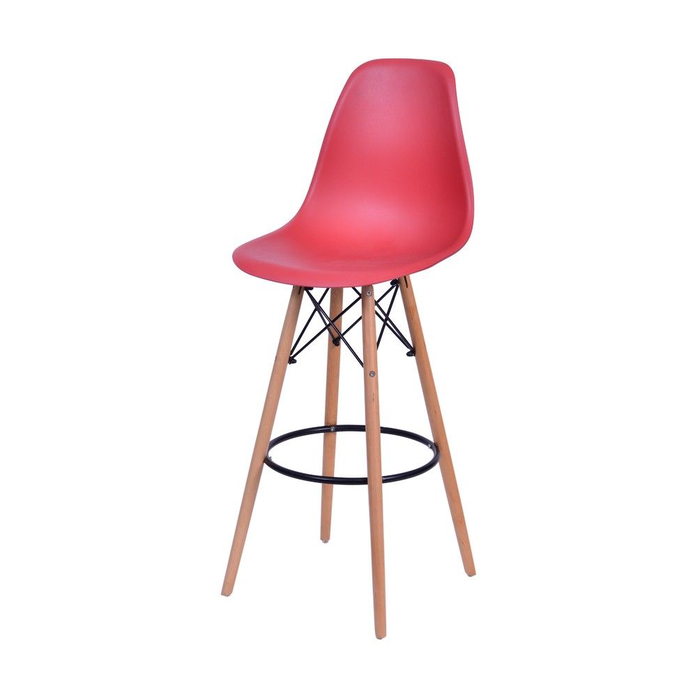 Banqueta Charles Eames Dkr Bar Cozinha Base Madeira Cor Telha