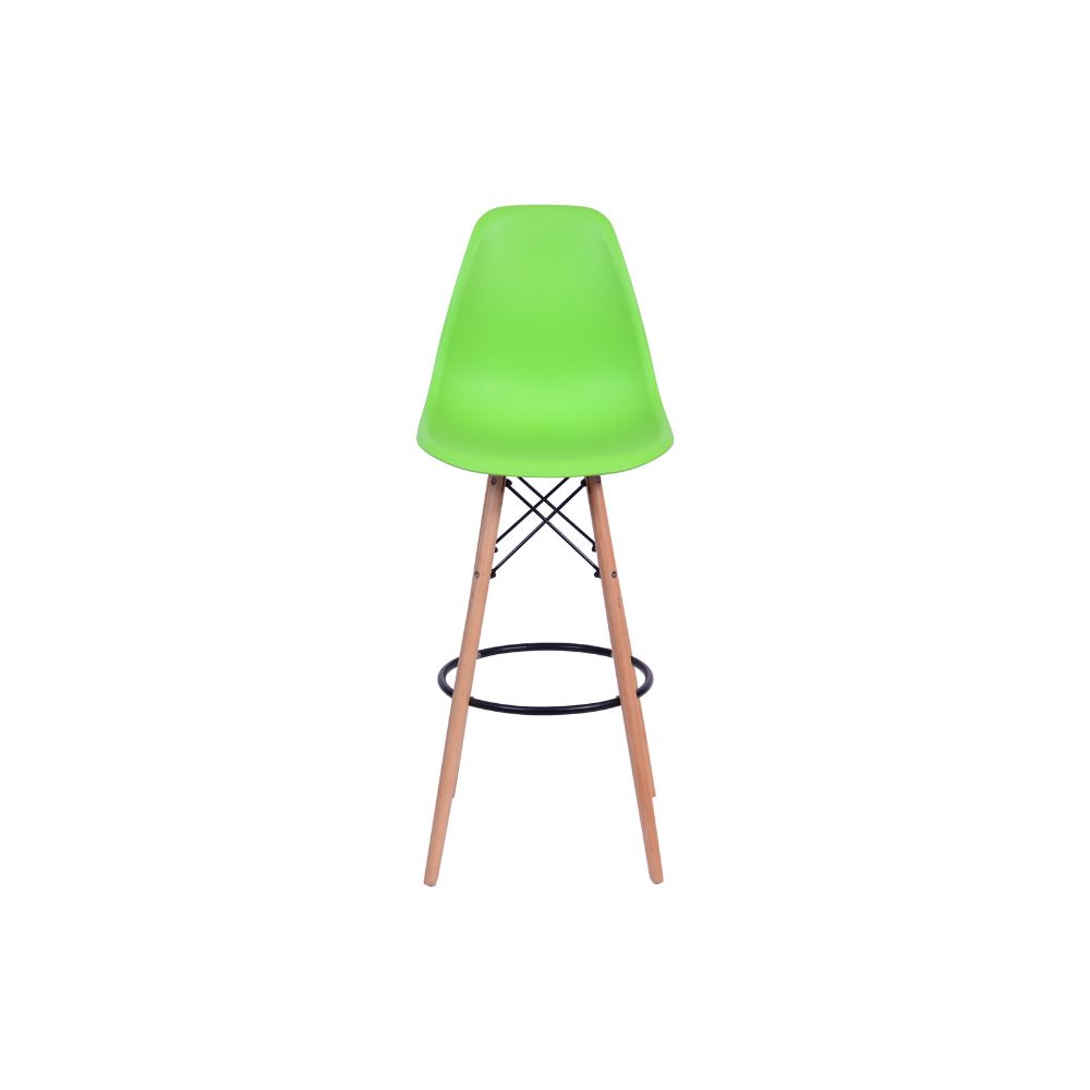 Banqueta Charles Eames Dkr Bar Cozinha Base Madeira Cor Verde