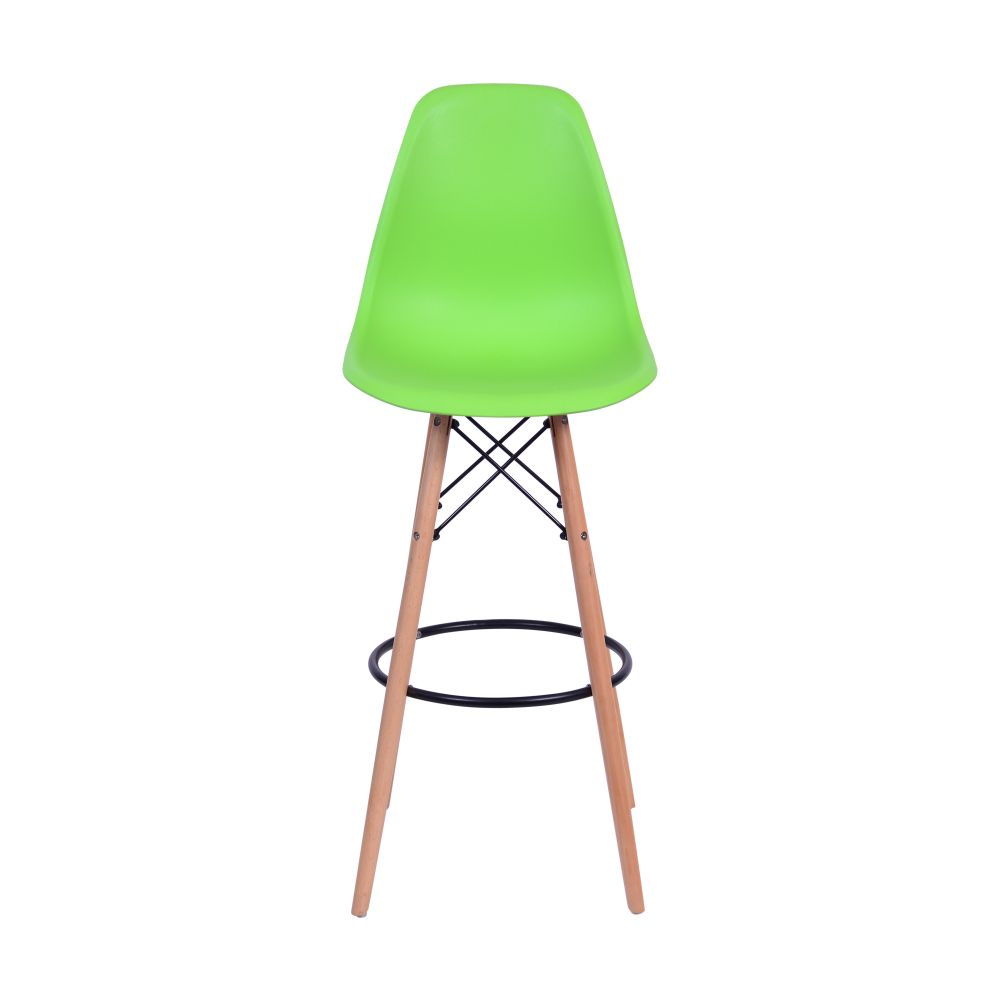 Banqueta Charles Eames Dkr Bar Cozinha Base Madeira Cor Verde Claro