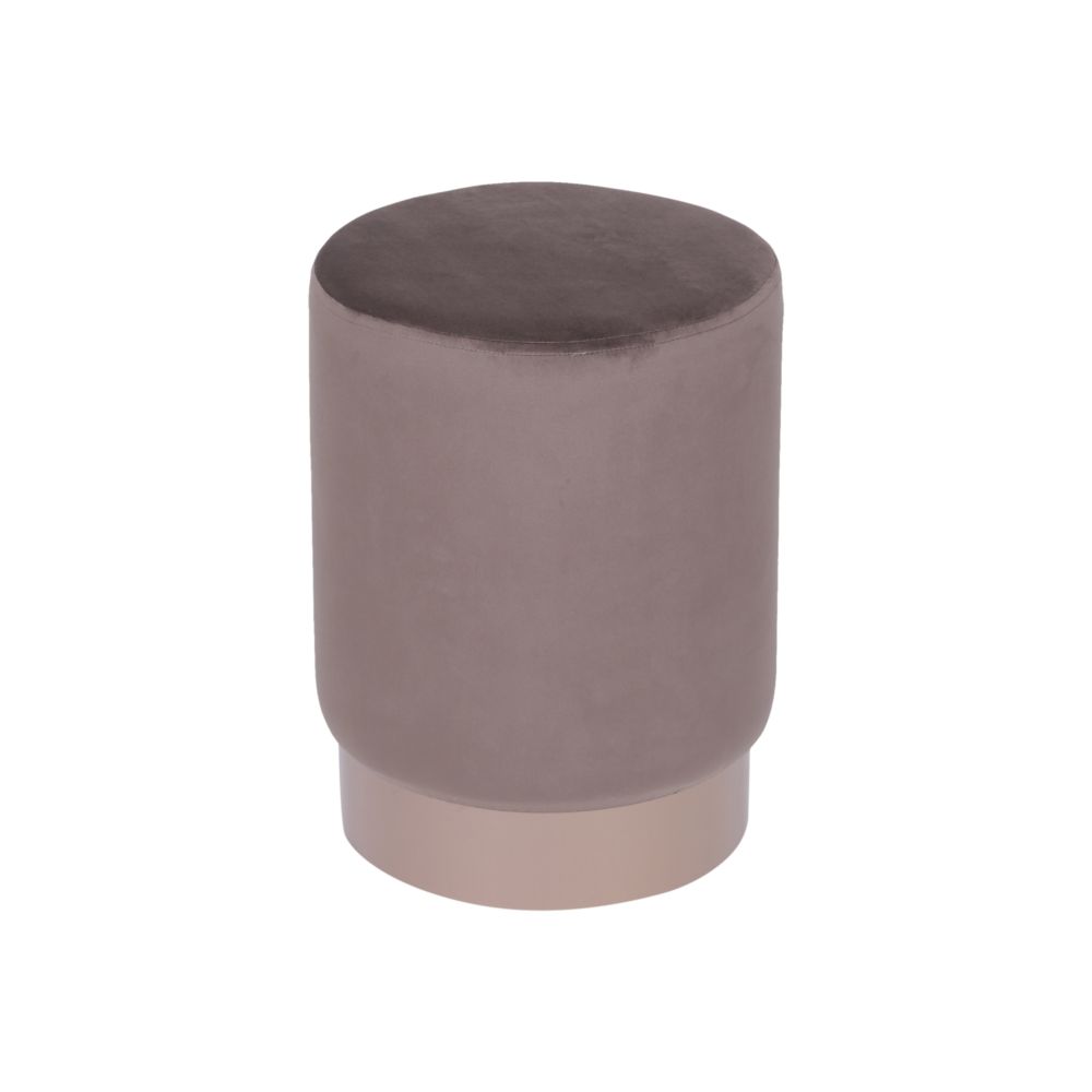 Banqueta Sala De Estar Velvet Marrom Base Bronze