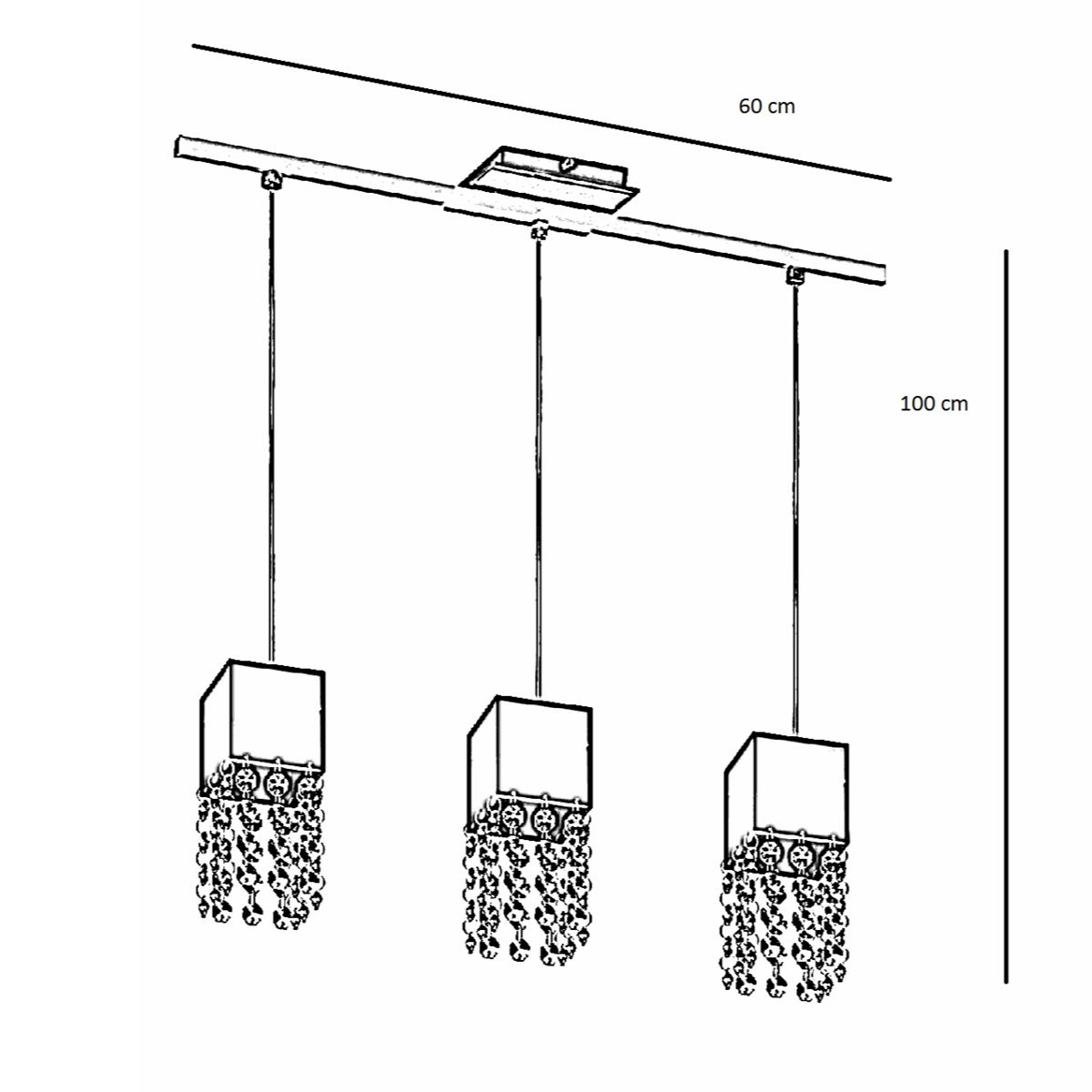 Lustre Pendente 3293 3 Lâmpadas Soquete E27 Branca