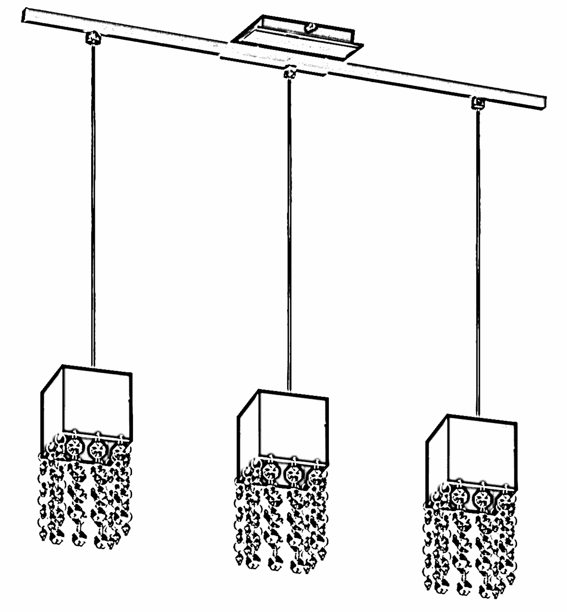 Lustre Pendente 3293 3 Lâmpadas Soquete E27 Branca