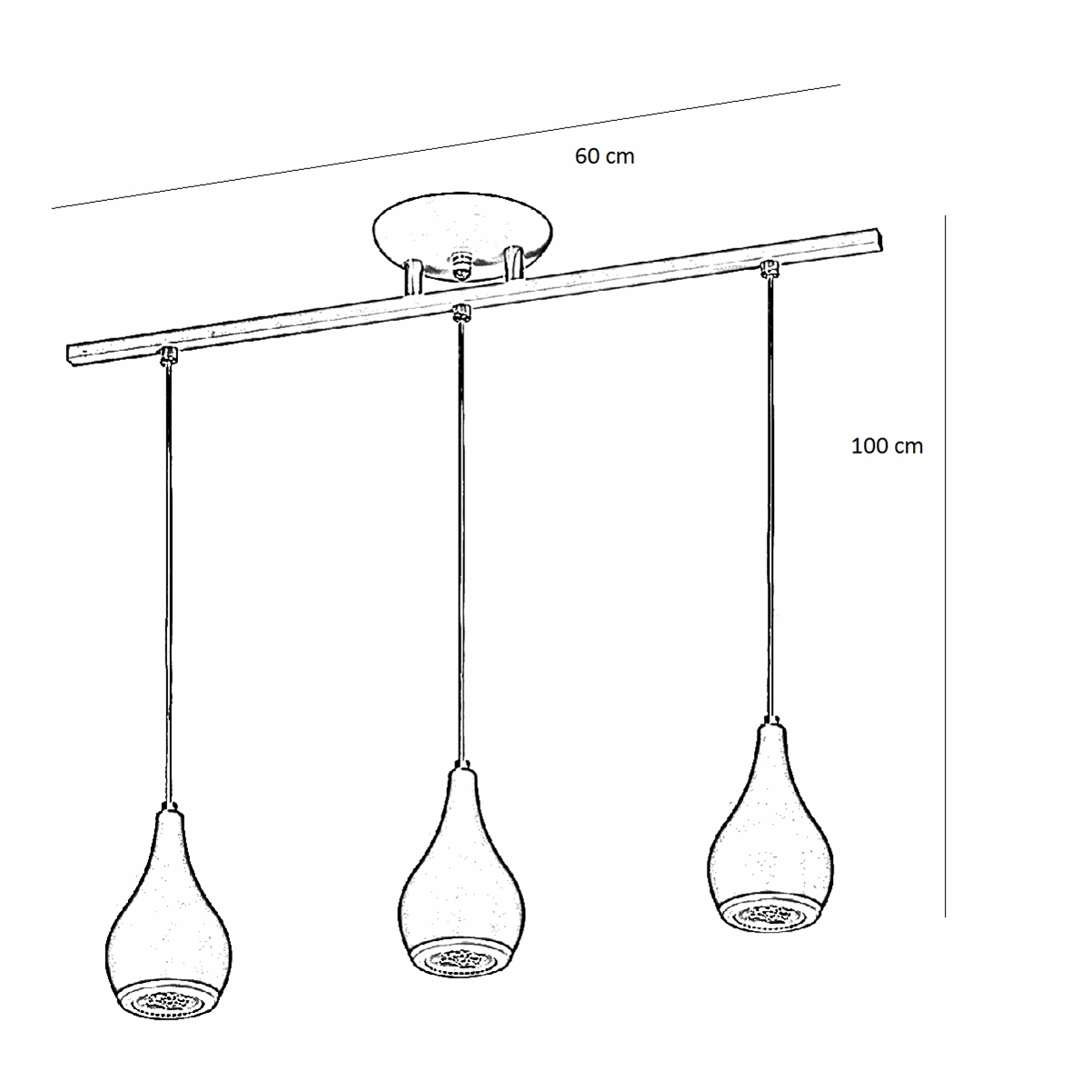 Lustre Pendente 5523 3 Lâmpadas Soquete E27 Cobre