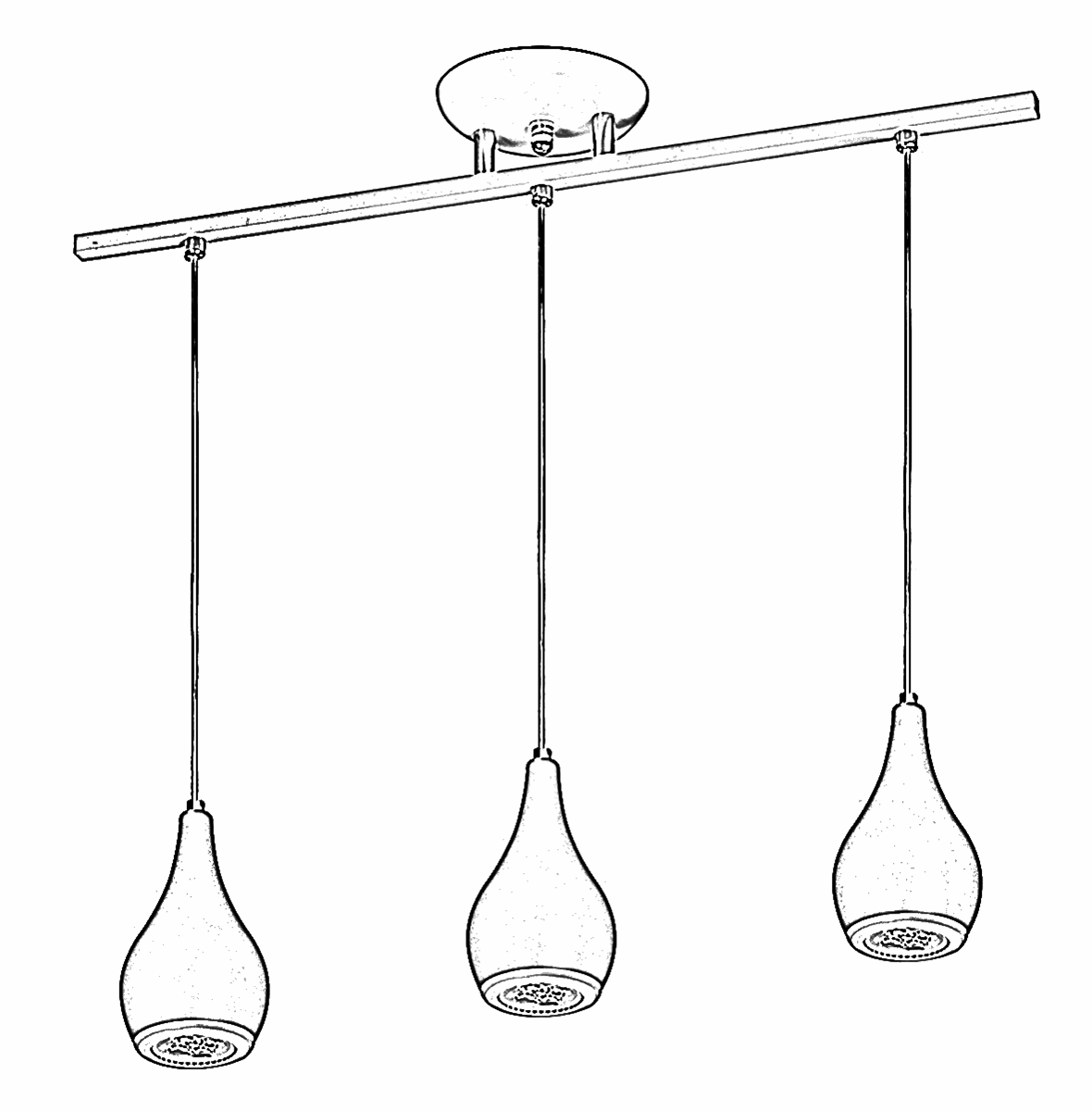 Lustre Pendente 5523 3 Lâmpadas Soquete E27 Prata