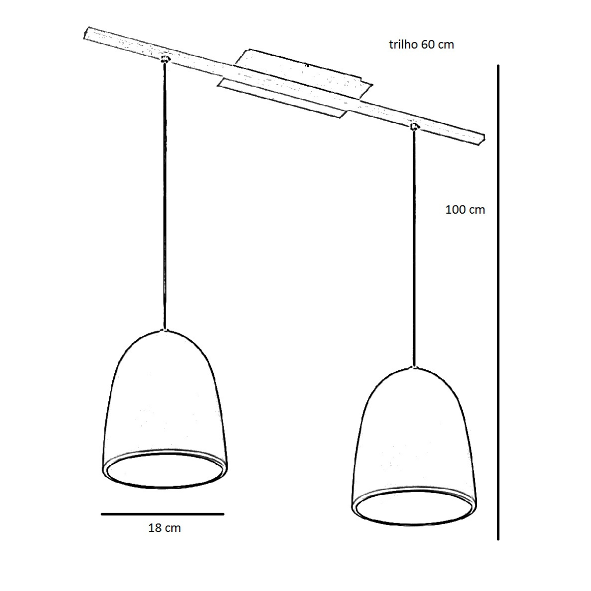 Lustre Pendente Design 7742 2 Lâmpadas E27 Preta