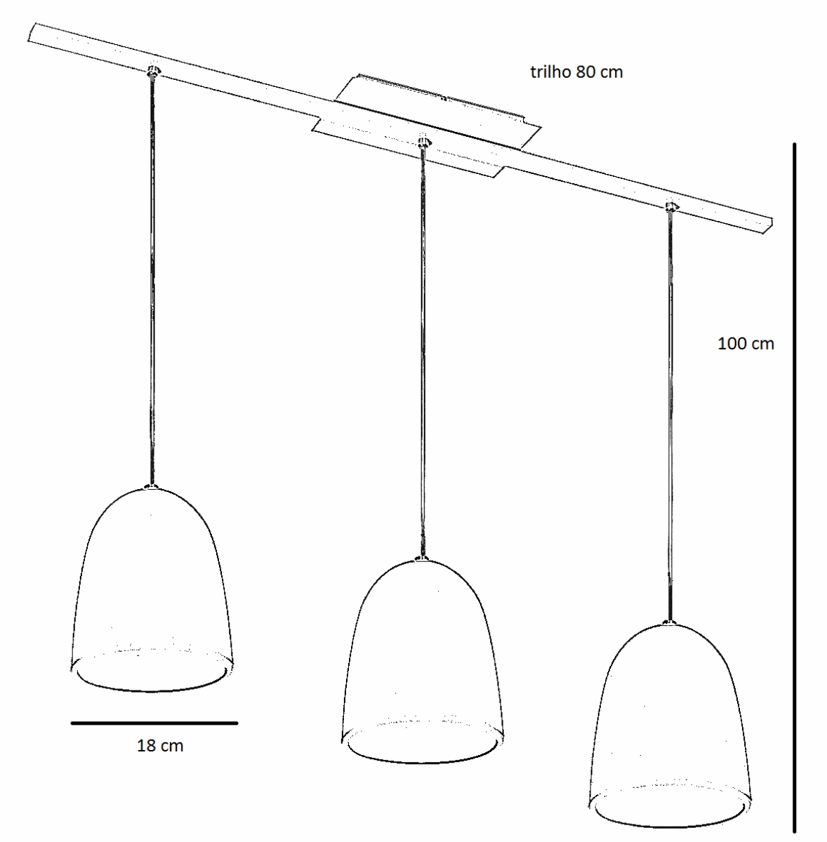 Lustre Pendente Design 7743 3 Lâmpadas E27 Preta