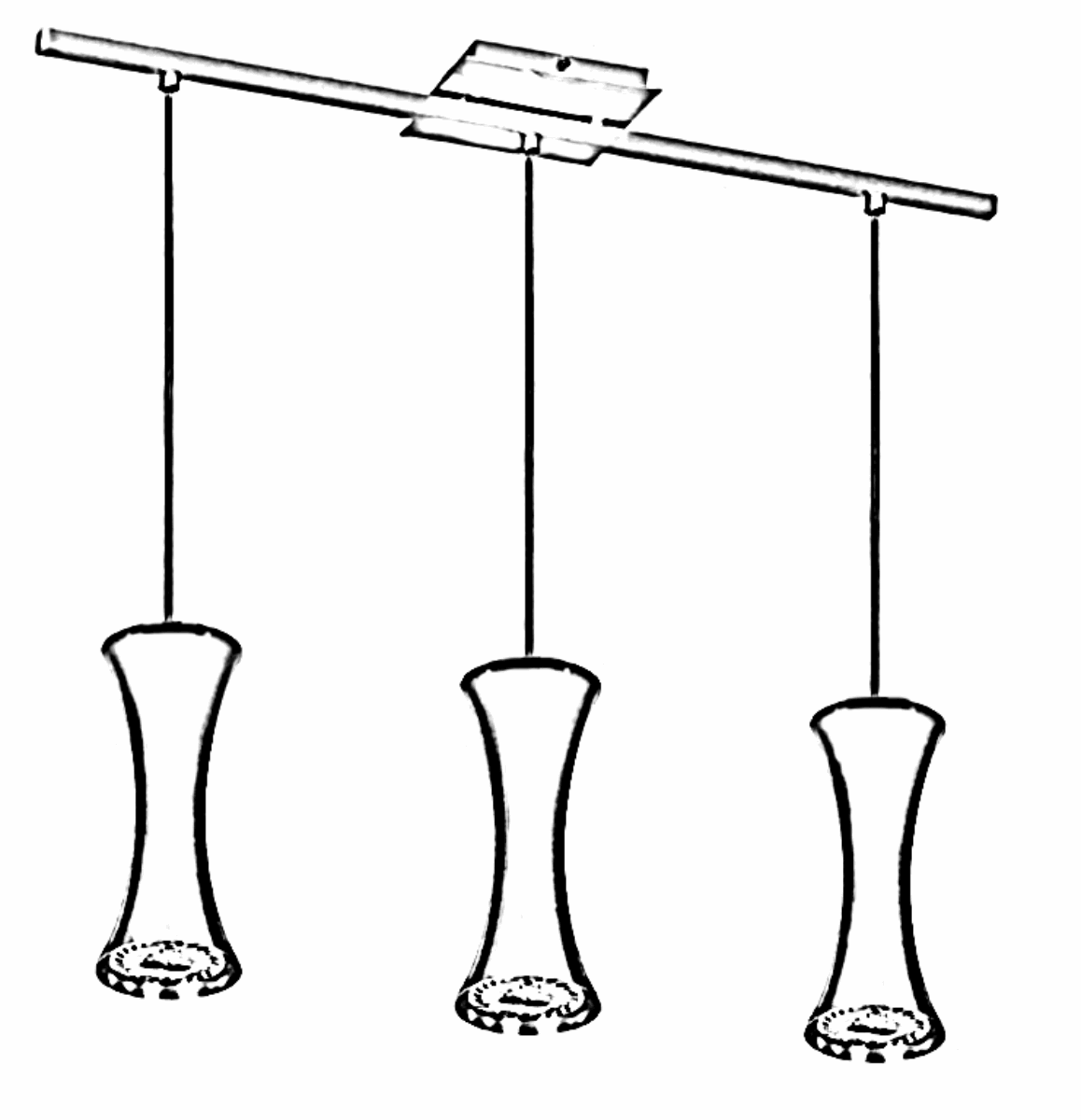 Lustre Pendente Design 7923 3 Lâmpadas Gu10 Preta