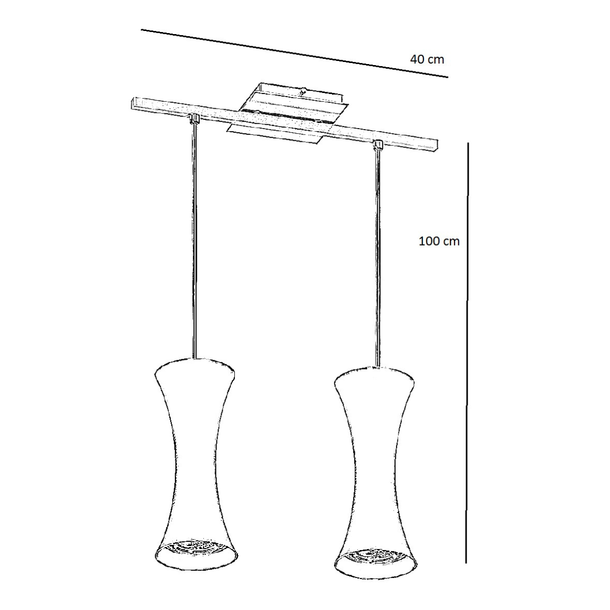 Lustre Pendente 7932 2 Lâmpadas Soquete E27 Prata