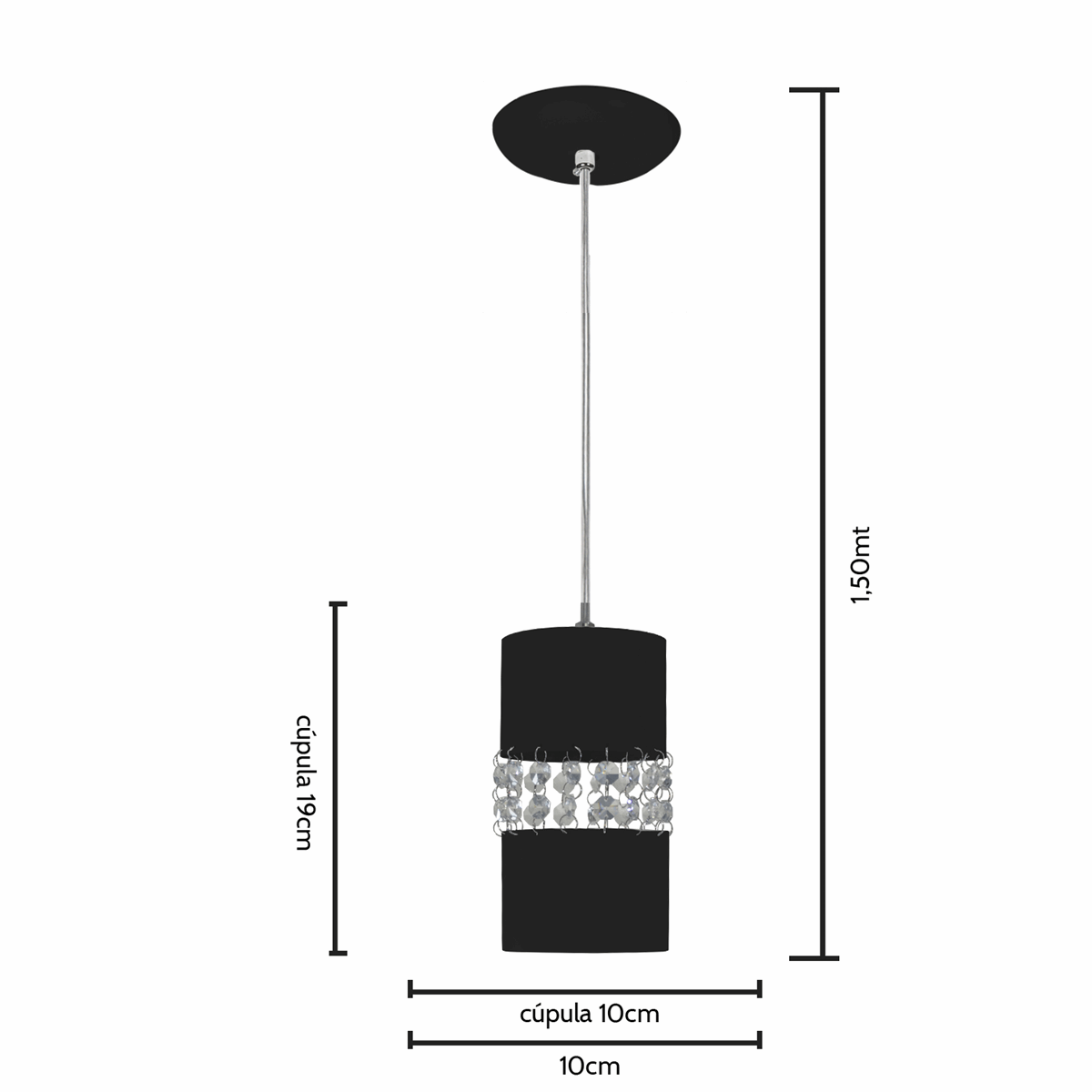 Lustre Pendente 9861 1 Lâmpada Soquete E27 Azul