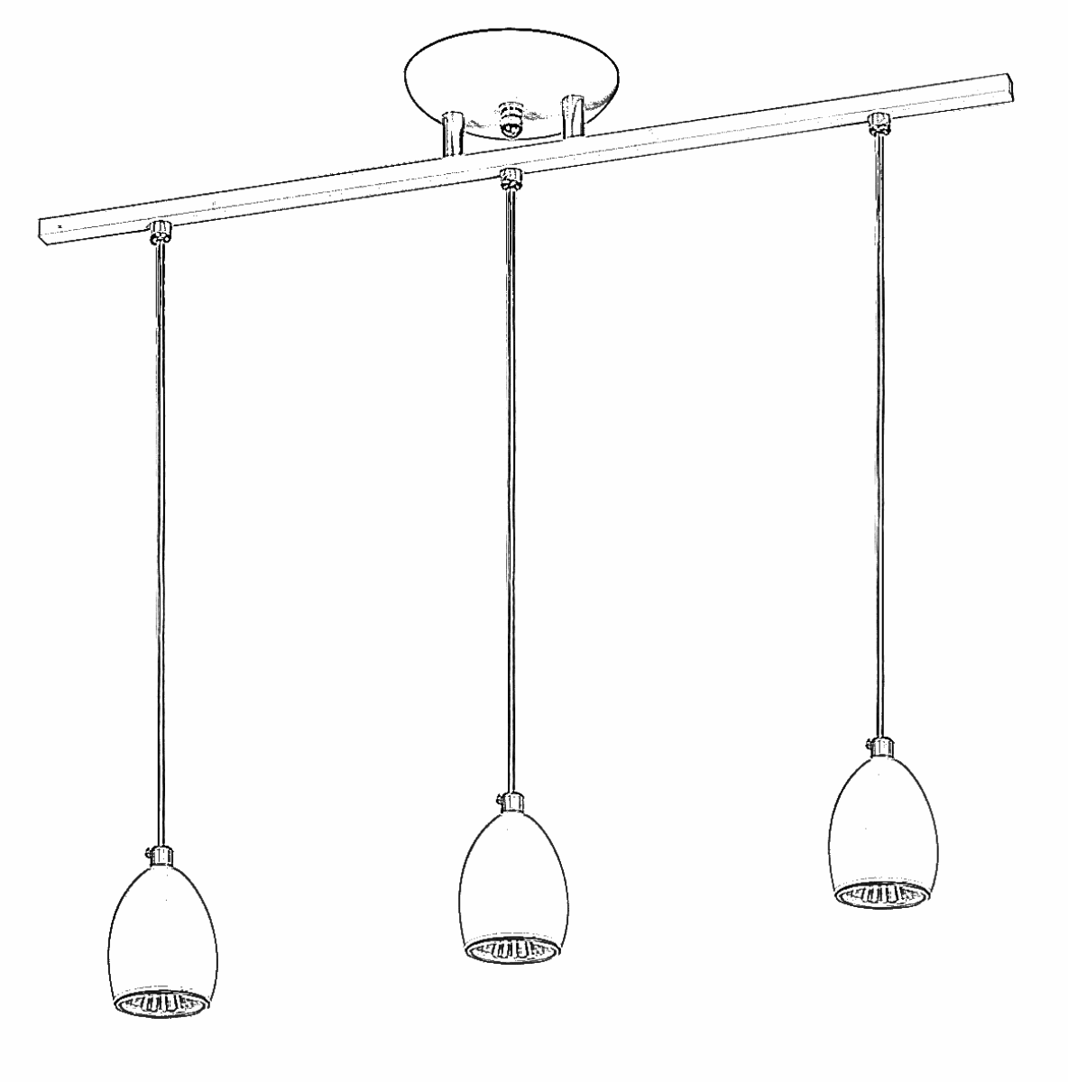 Lustre Pendente Design Zo 07 3 Lâmpadas Gu10 Preta