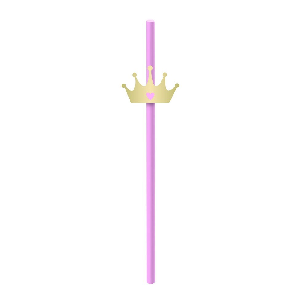 Canudo de Papel Princesa Com Coroa Decoração Festa Aniversário 20cm 20un