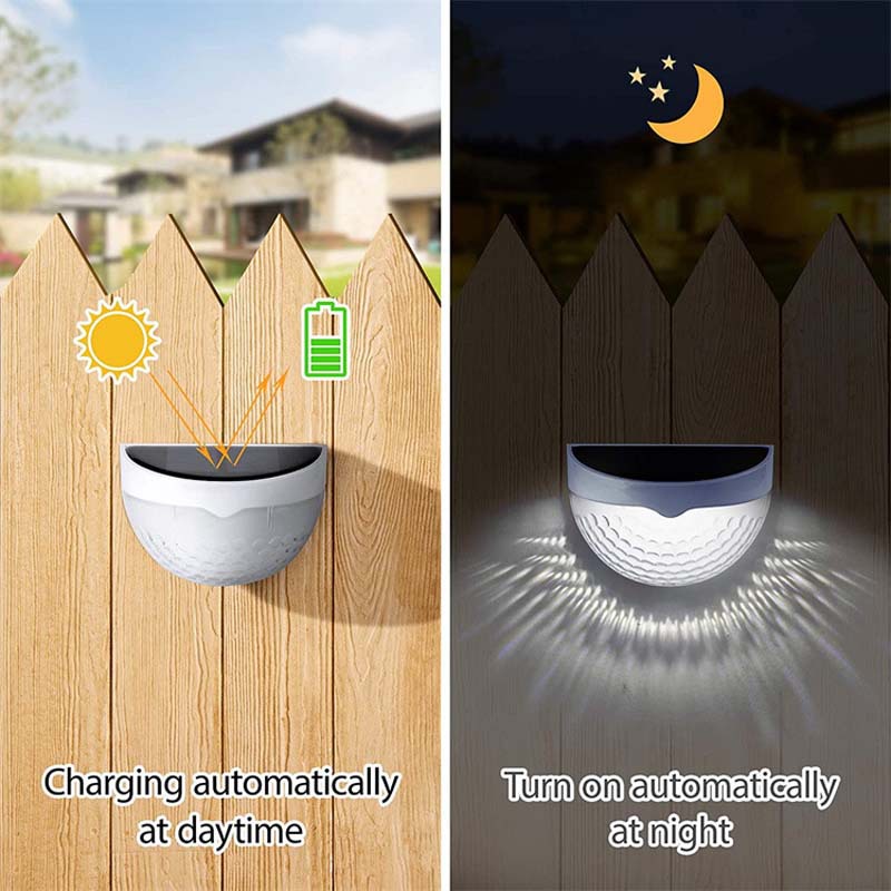 Luminária Solar Semi-Circular com 6 LEDs - Pacote com 8 Unidades - Luz Branca Quente